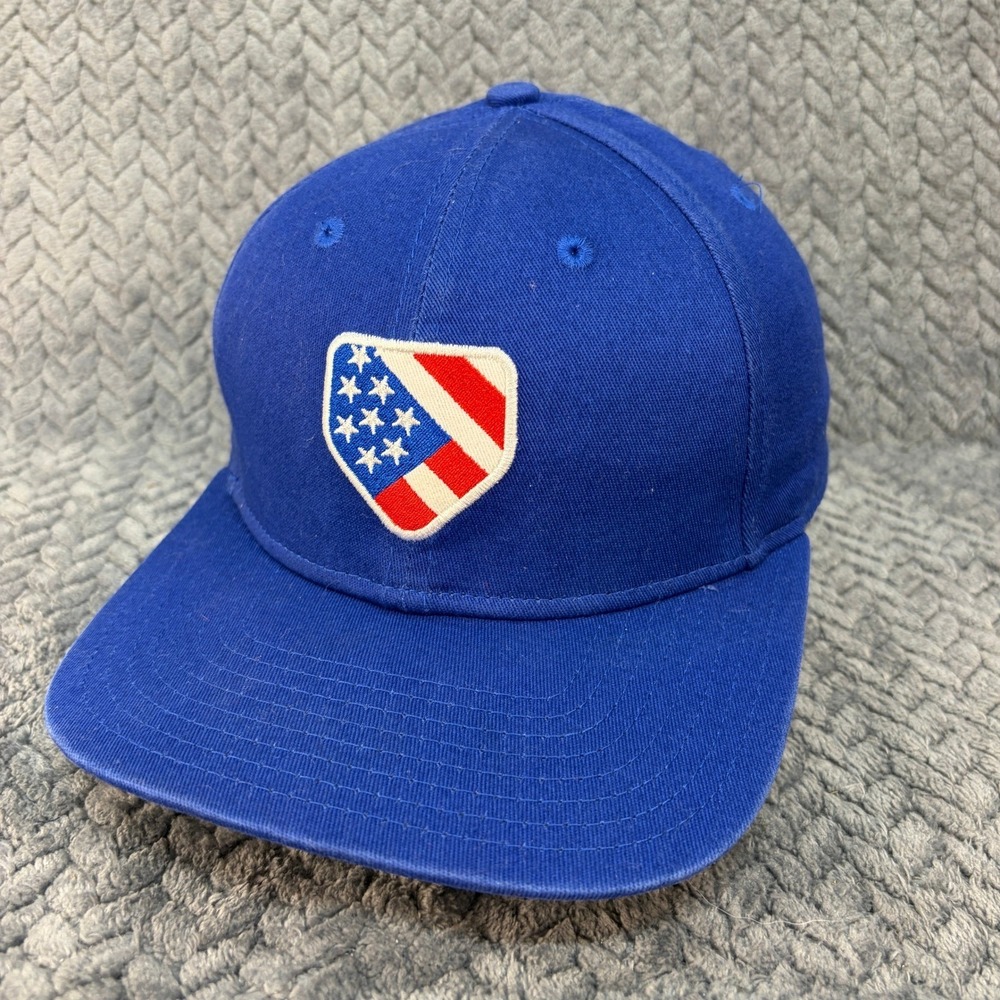 Sleefs Royal Blue USA Flag Shield Baseball Cap Hat 100% Cotton Flat Brim 1024